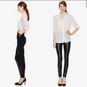 Aritzia Wilfred Free Black Faux Leather Ponte Half Panel Leggings